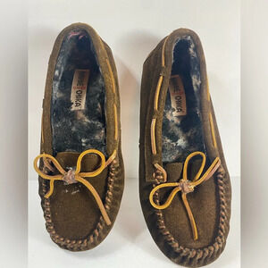 Minnetonka Brown Suede Moccasins Great condition Size 9